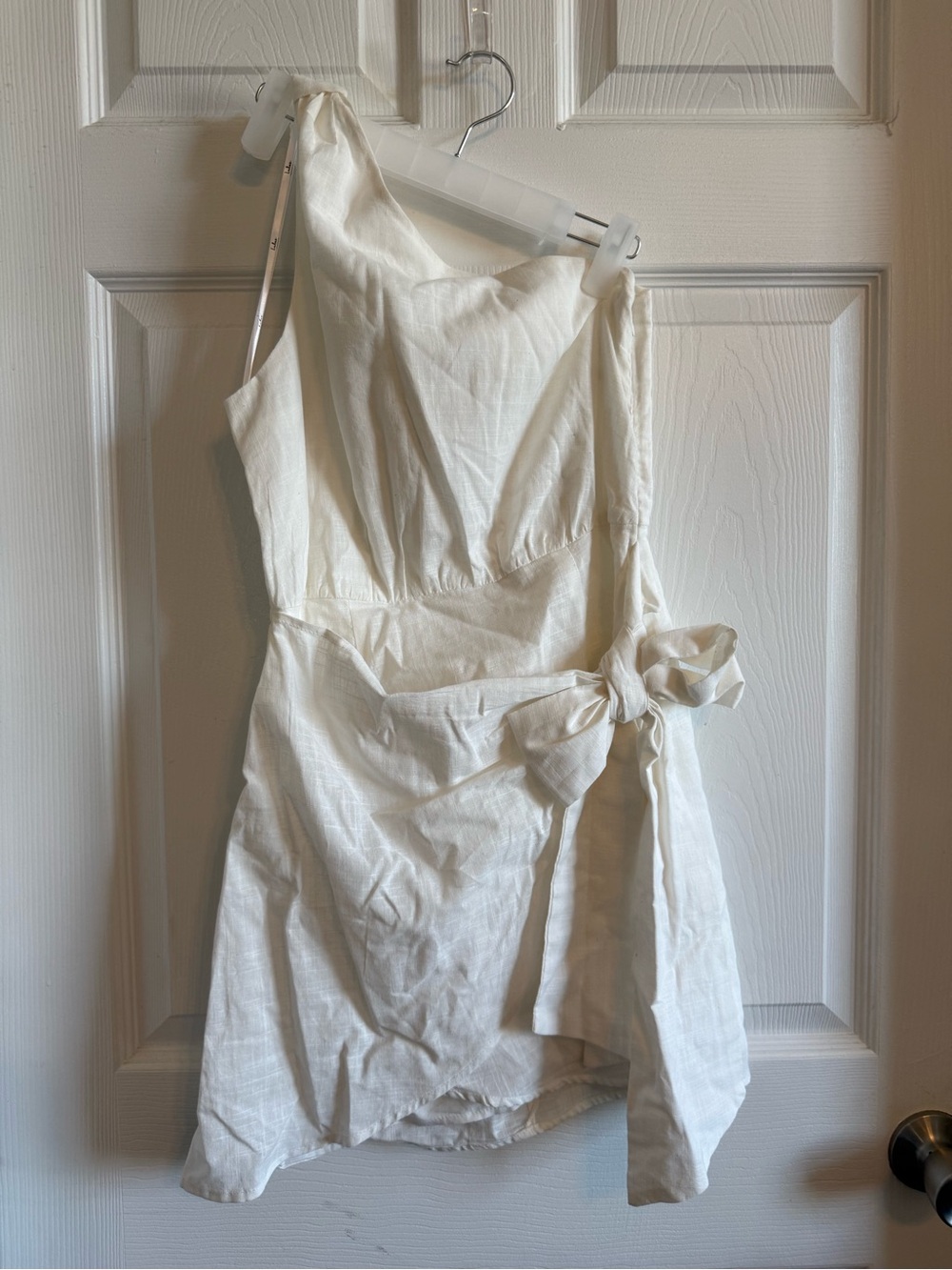 LULUS One-Shoulder Cream Tie-Waist Women's Dress size s